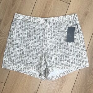 VRST Mens‎ L Resort Short Print 5" White Silver Stamped Geo Shorts/Swim Trunks